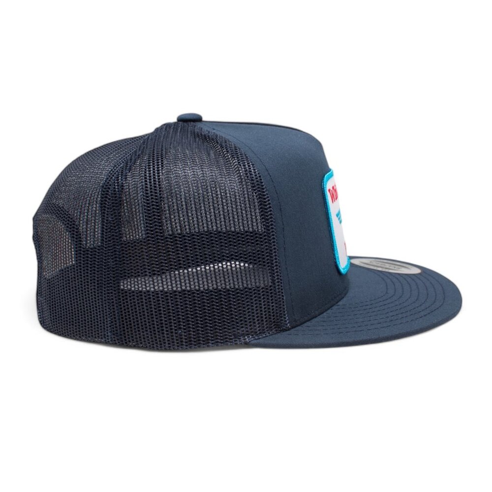 Whiskey Bent Patch Flat Brim Navy Blue Mesh Snapback - Picture 4 of 5